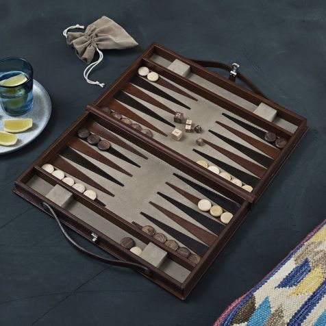 The Burton Leather BACKGAMMON SET