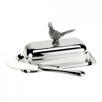 Silver Plate PHEASANT Butter Dish