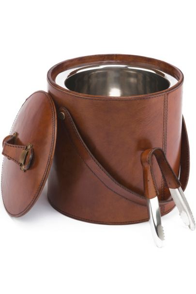 The Burton Leather ICE BUCKET with Tongs